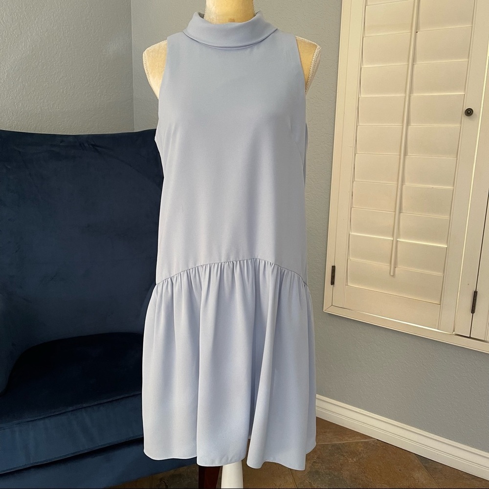 Eliza J Light Blue High Collar Drop Waist Dress Size 10 - Picture 5 of 11